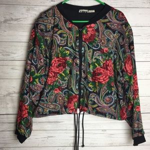 Vintage Floral Paisley Holiday Cropped Jacket Sz L